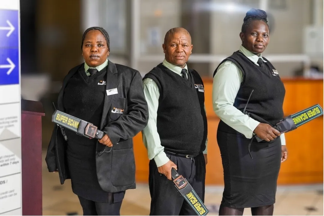 Armed security officer on patrol at Houston site